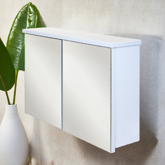 Denver Furniture | Bathroom Mirror Cabinet - Double Door Medicine Cabinet | White