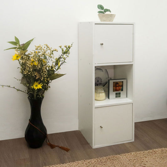 CUBEO Home Storage Cube-3 Box With 2 Doors | White