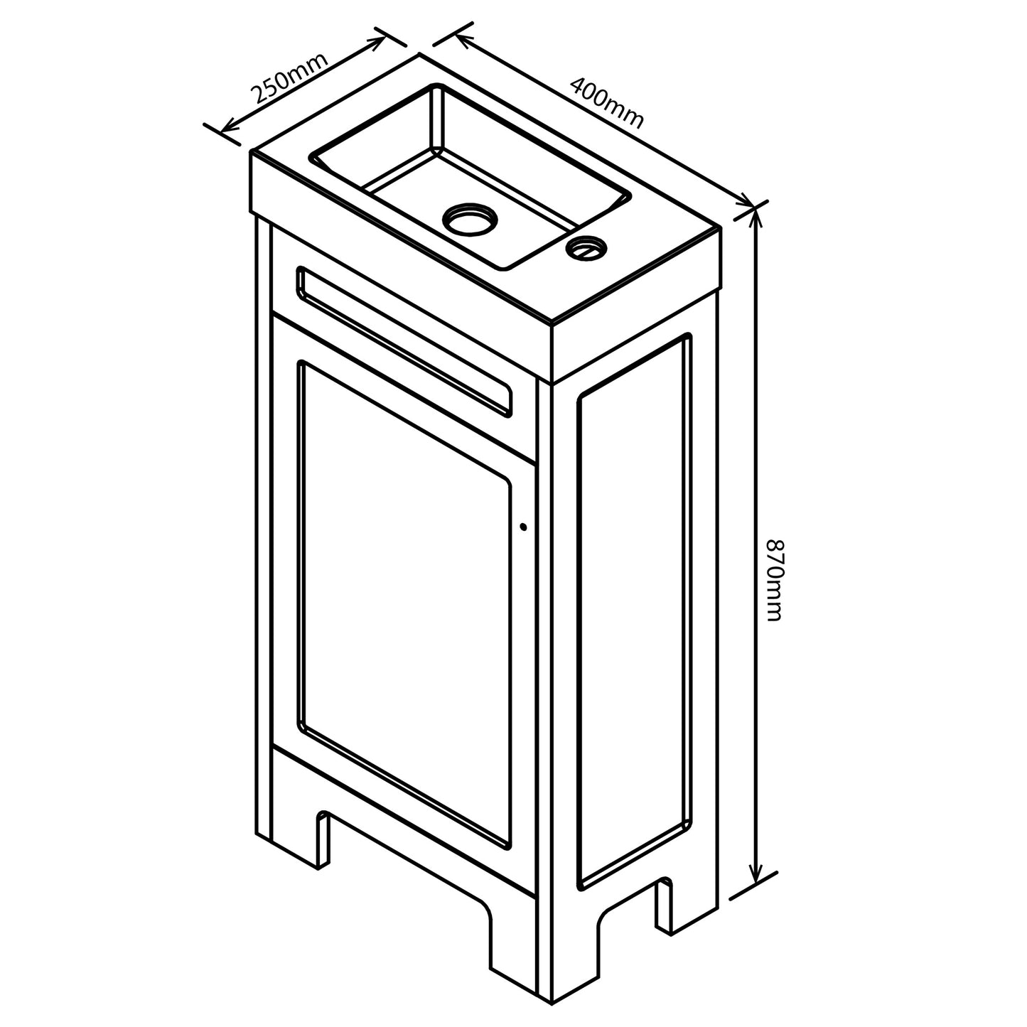 Valenti Contemp Vty Cabinet 450 1 Door White