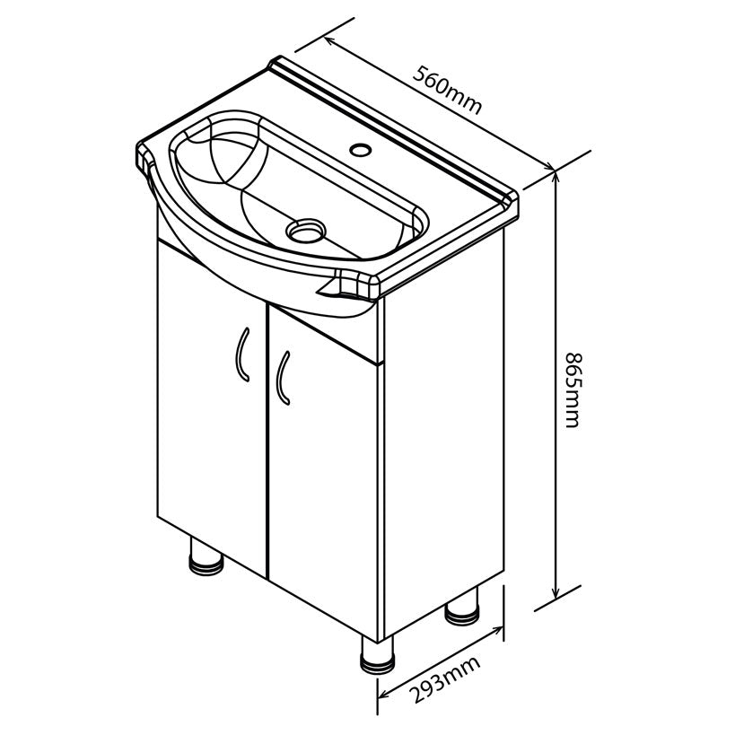 Denver Tiffany Vanity 2 Door Cabinet 550 White