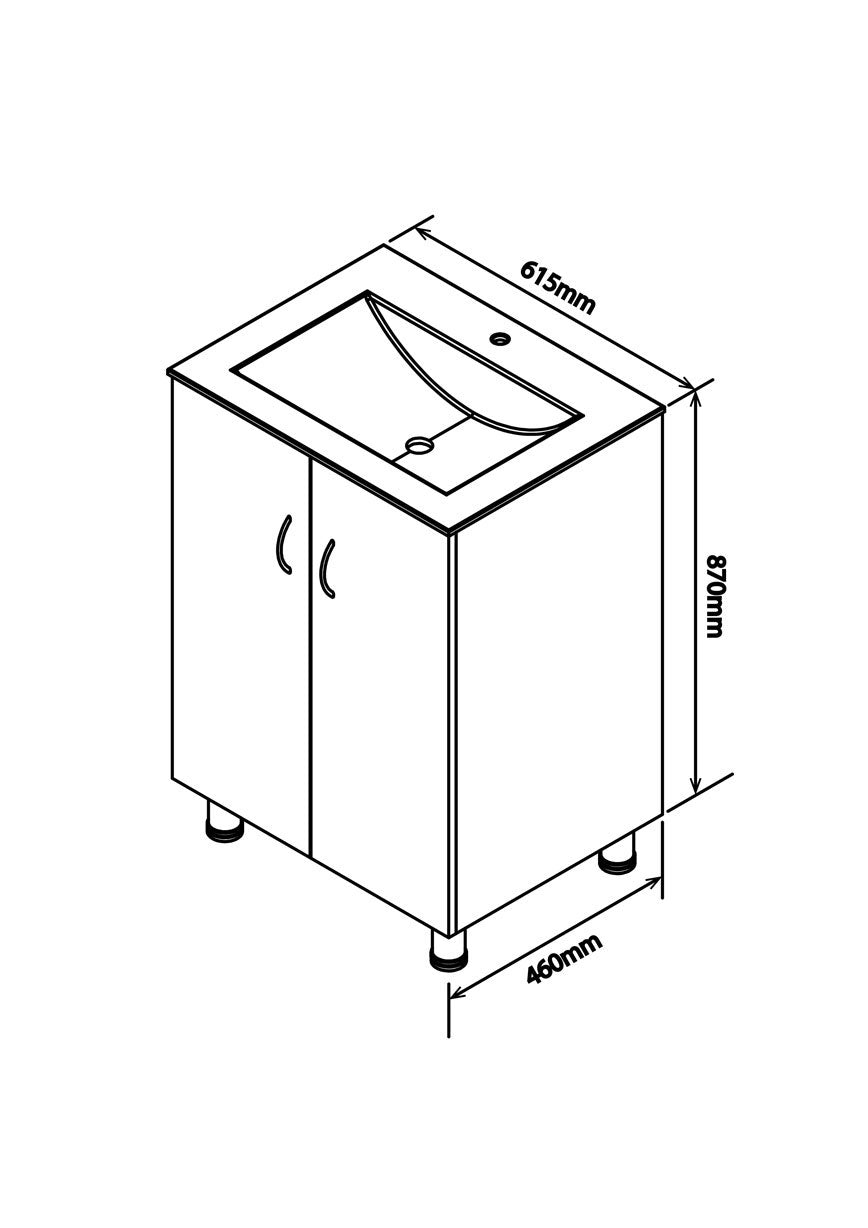Denver Marlene Floor Vanity 2 Door Cabinet 600 Alpine White