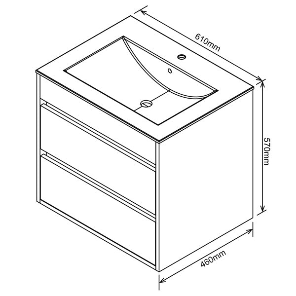 Stylo Deluxe | Double Drawer Floating Bathroom Vanity Cabinet | Natural Concrete