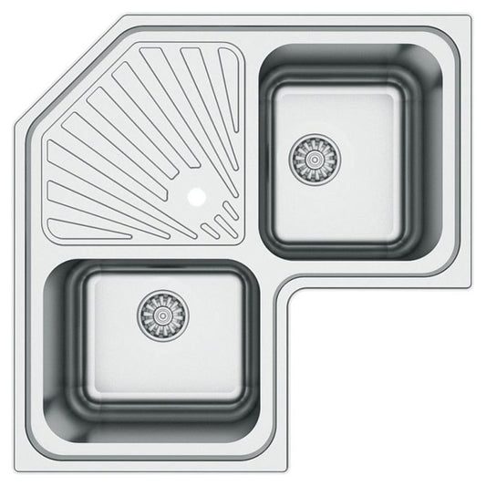 Parker Stainless Kitchen Sink |  AS229 Linen Stainless Steel Sink Corner 830X830Mm | Drop In