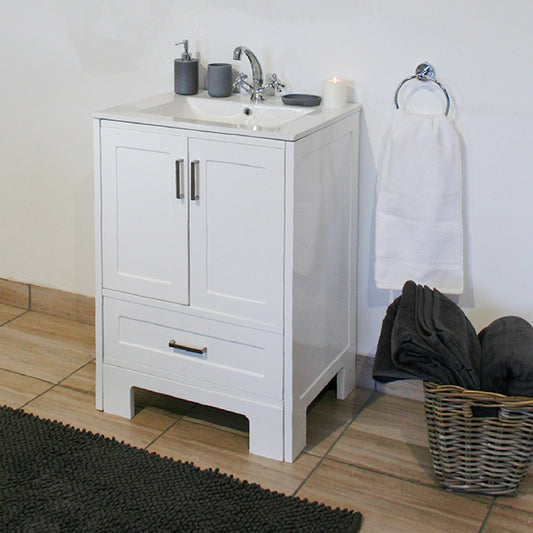 Denver Edwardian Contemporary Vanity Cabinet 600mm White