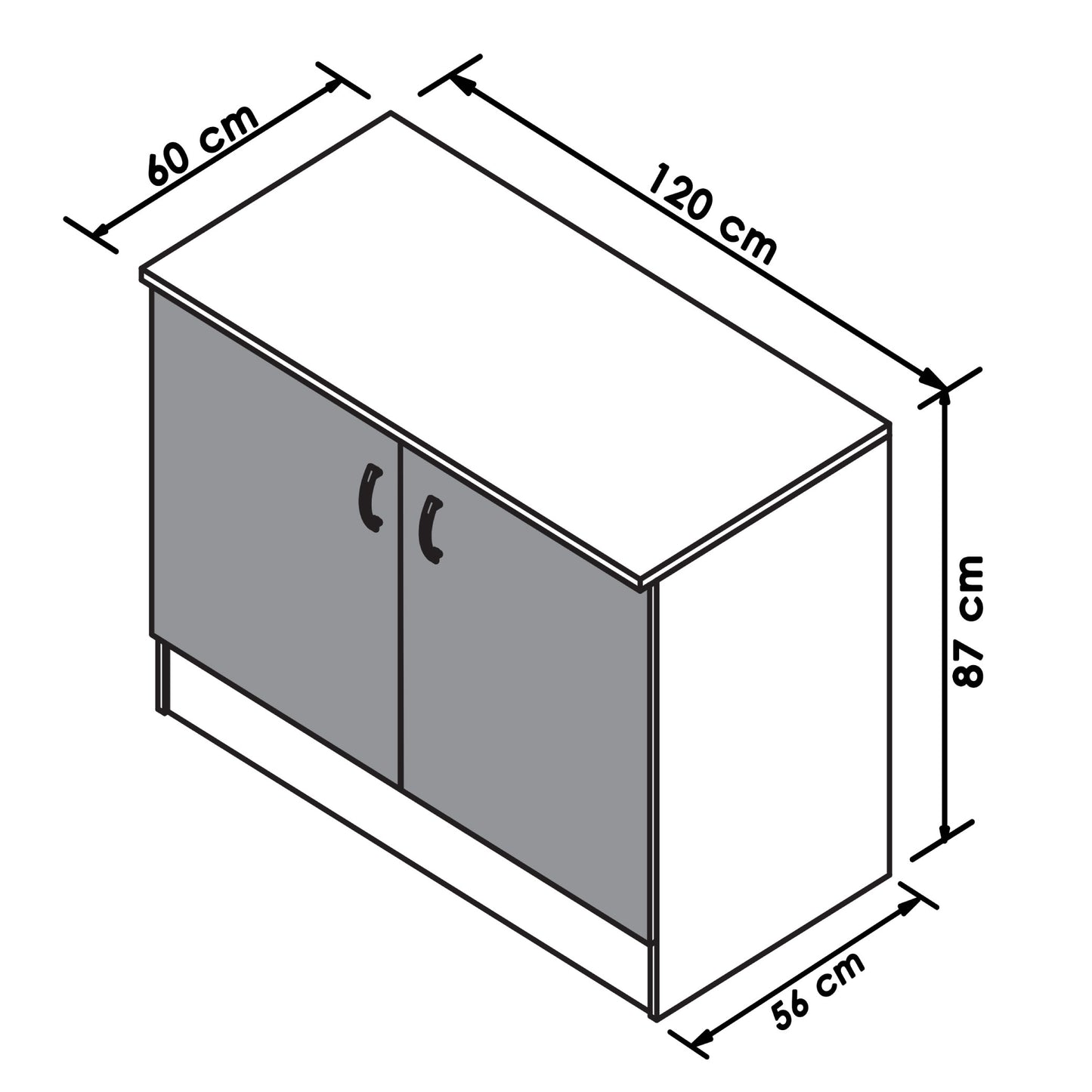 Valenti Modular Kitchen Base Unit 2 Door 1200 | Washed Shale