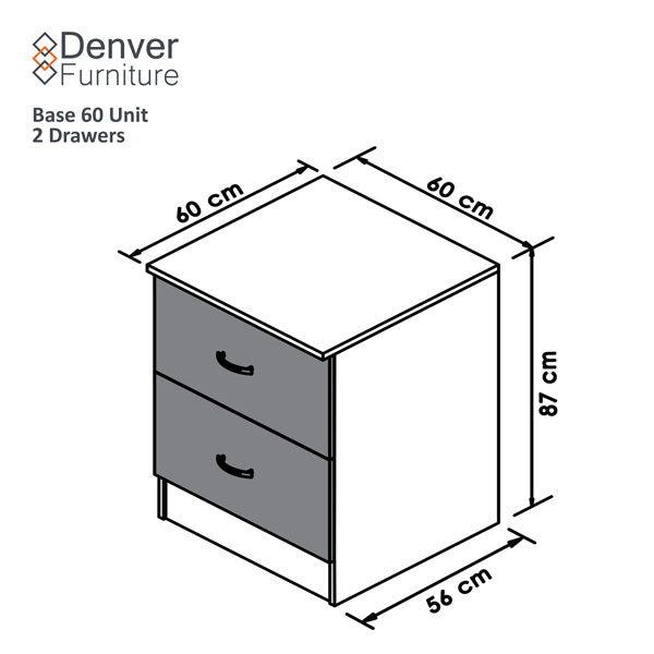 Denver Modul Std Base 600 2 Drawer Vermont Slate