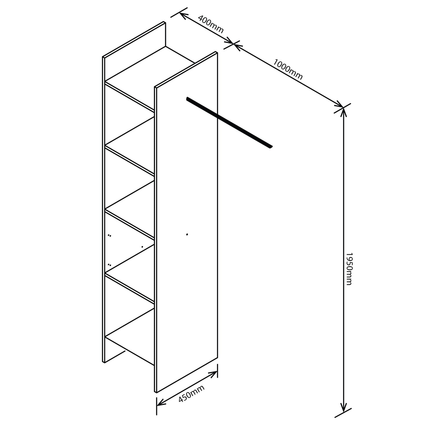 Denver SpaceCo - Baic open shelf wardrobe - WHITE