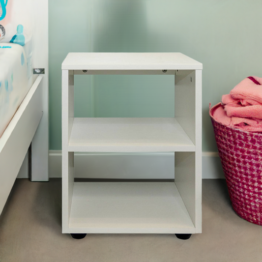 Denver Home | Bed Side Pedestal with Shelf | White