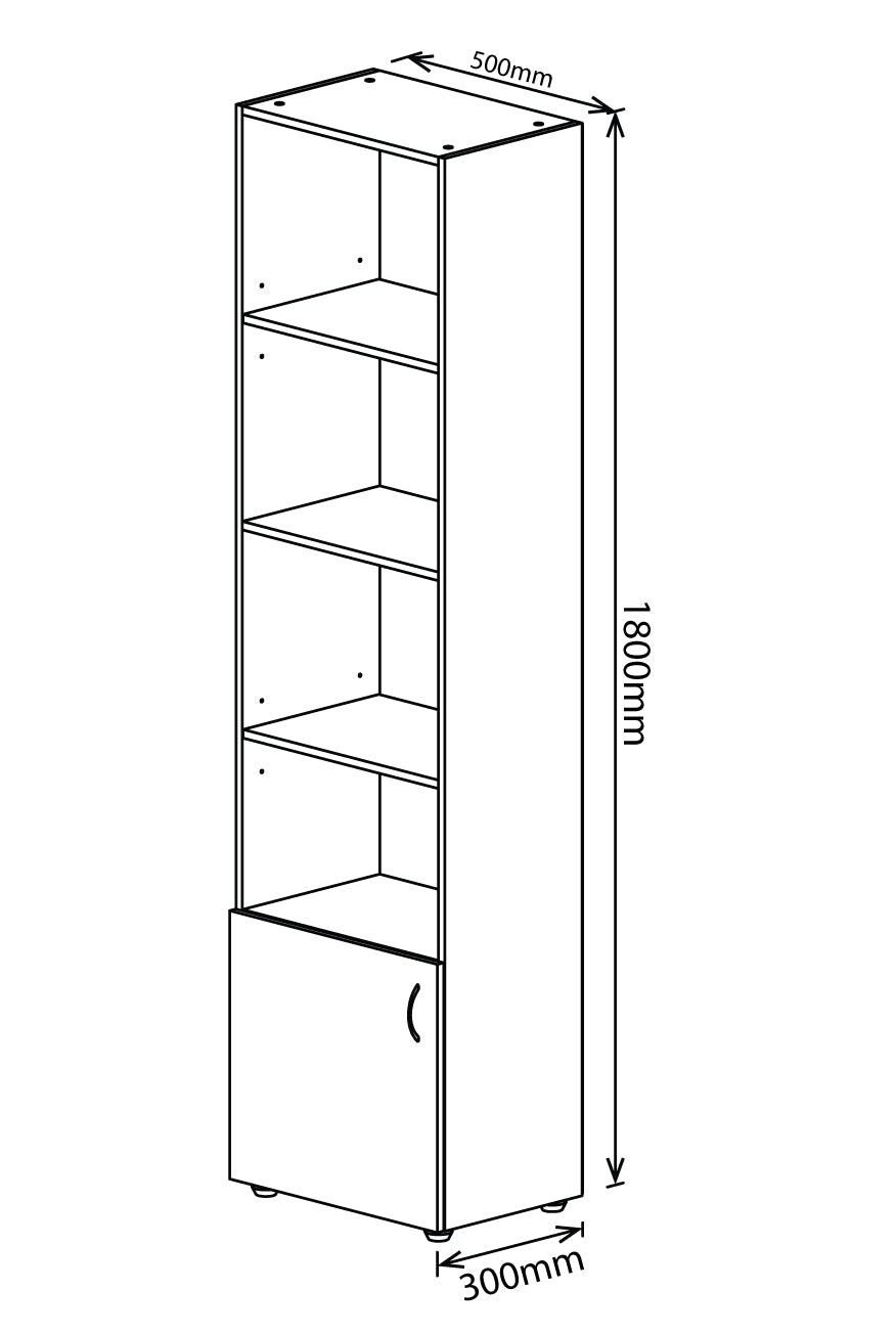 Denver storage 5 Shelves with Bottom Door | White