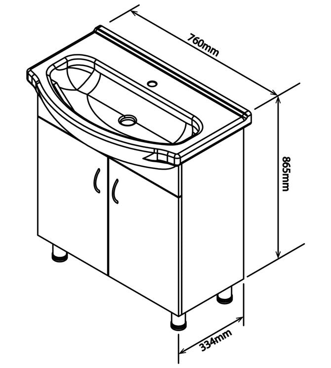 Tiffany Bathroom Vanity Cabinet 750mm