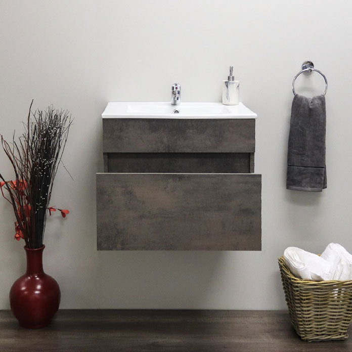 Stylo Floating Bathroom Vanity Cabinet with White Ceramic Basin | Oxide