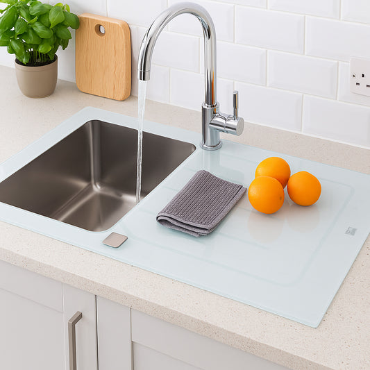 Parker Stainless Kitchen Sink | AS84 Glass White Stainless Steel Sink 860X500Mm | Drop In