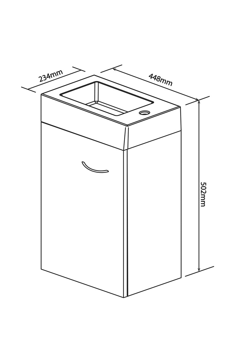 Denver Ilse Mini 450 Wall 1 Door Over Hang High Gloss White