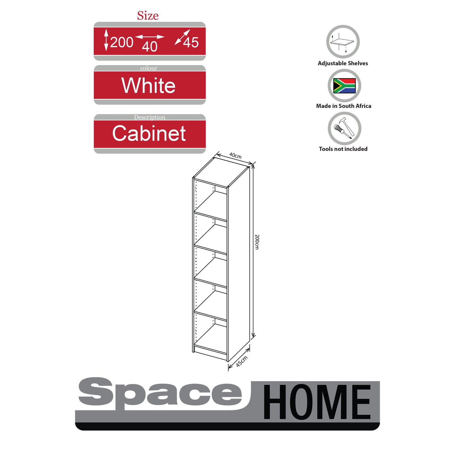 Denver Cab Space Home H200 x L40 x D45 | White