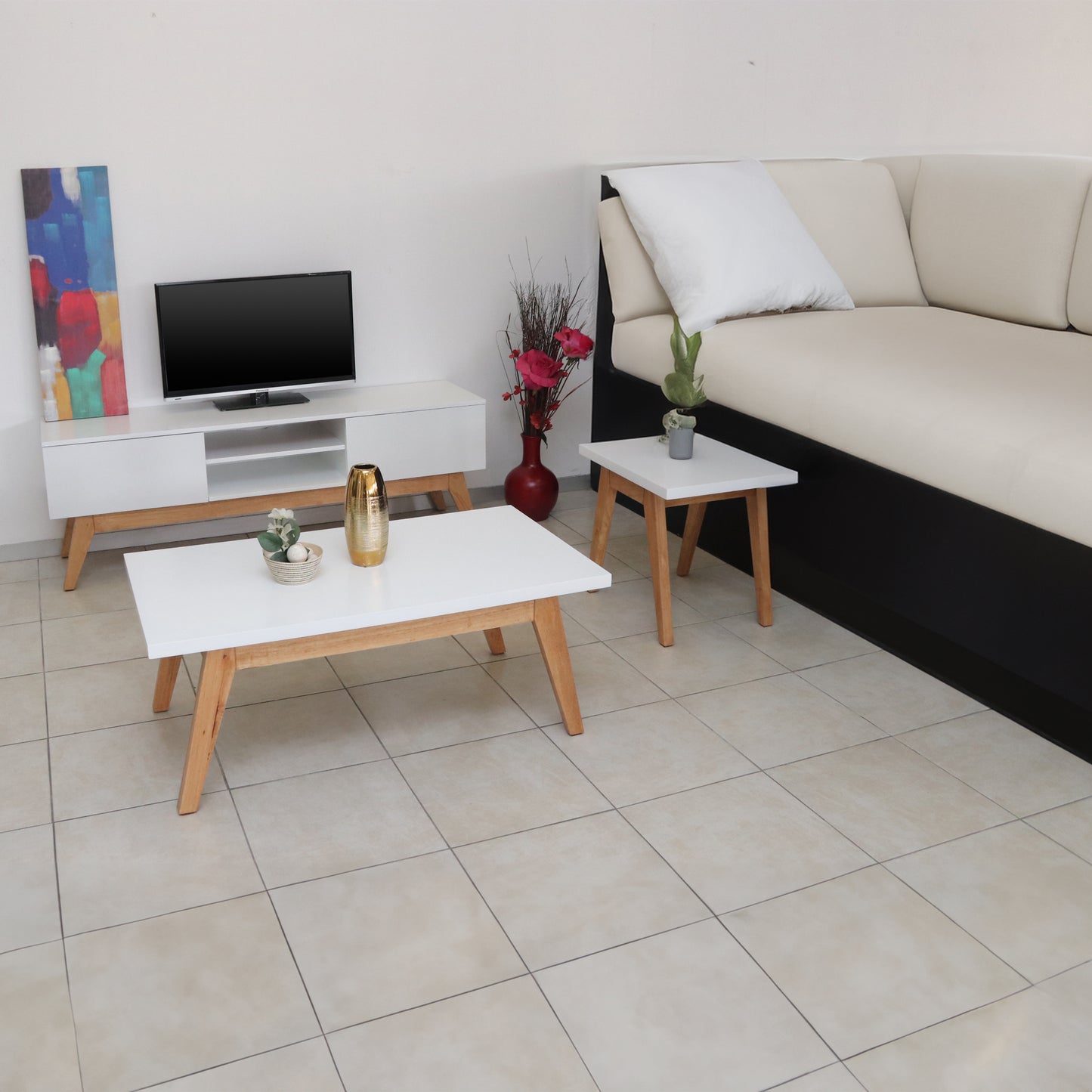 Scandinavian Side Table - White