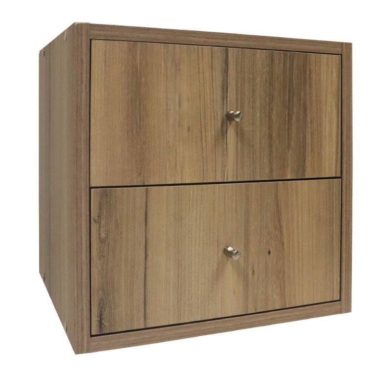 Denver Cube 2 Drawers Set - Oak Effect