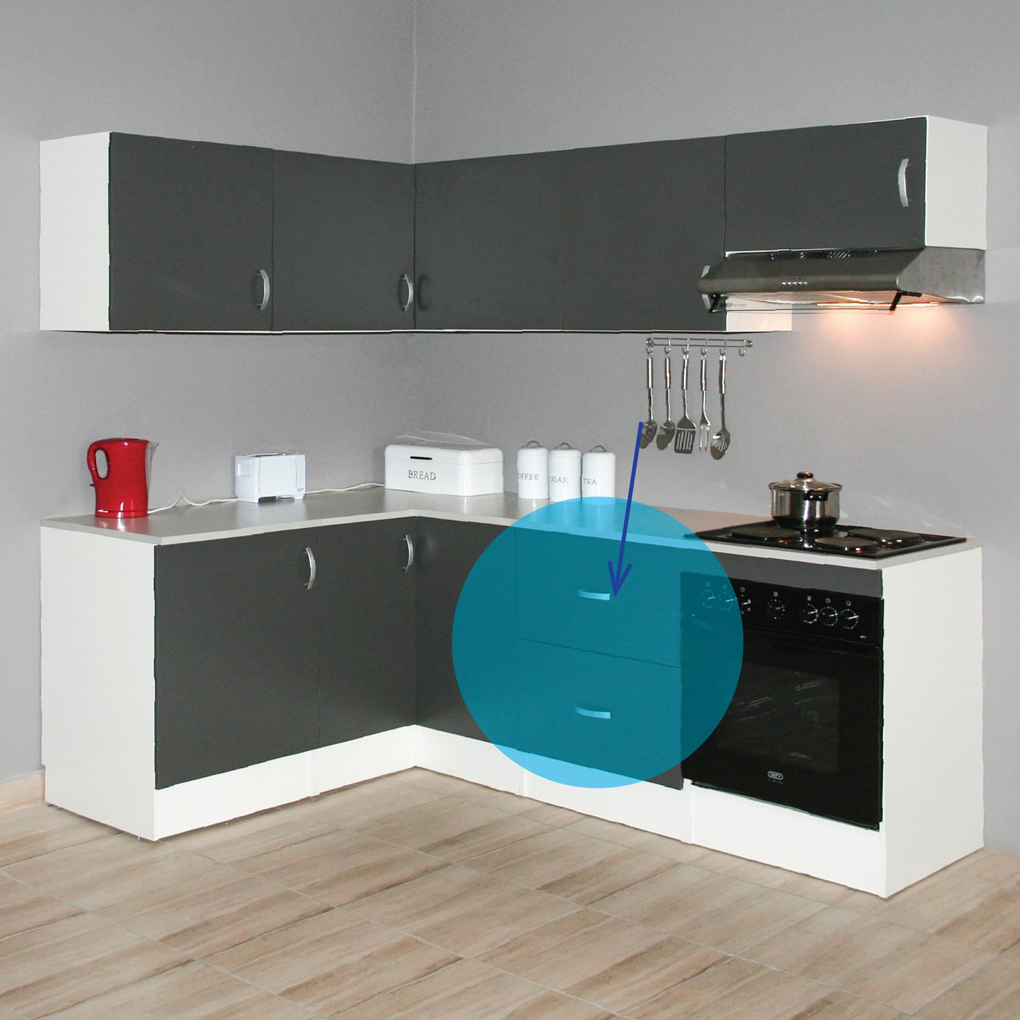 Denver Modul Std Base 600 2 Drawer Vermont Slate