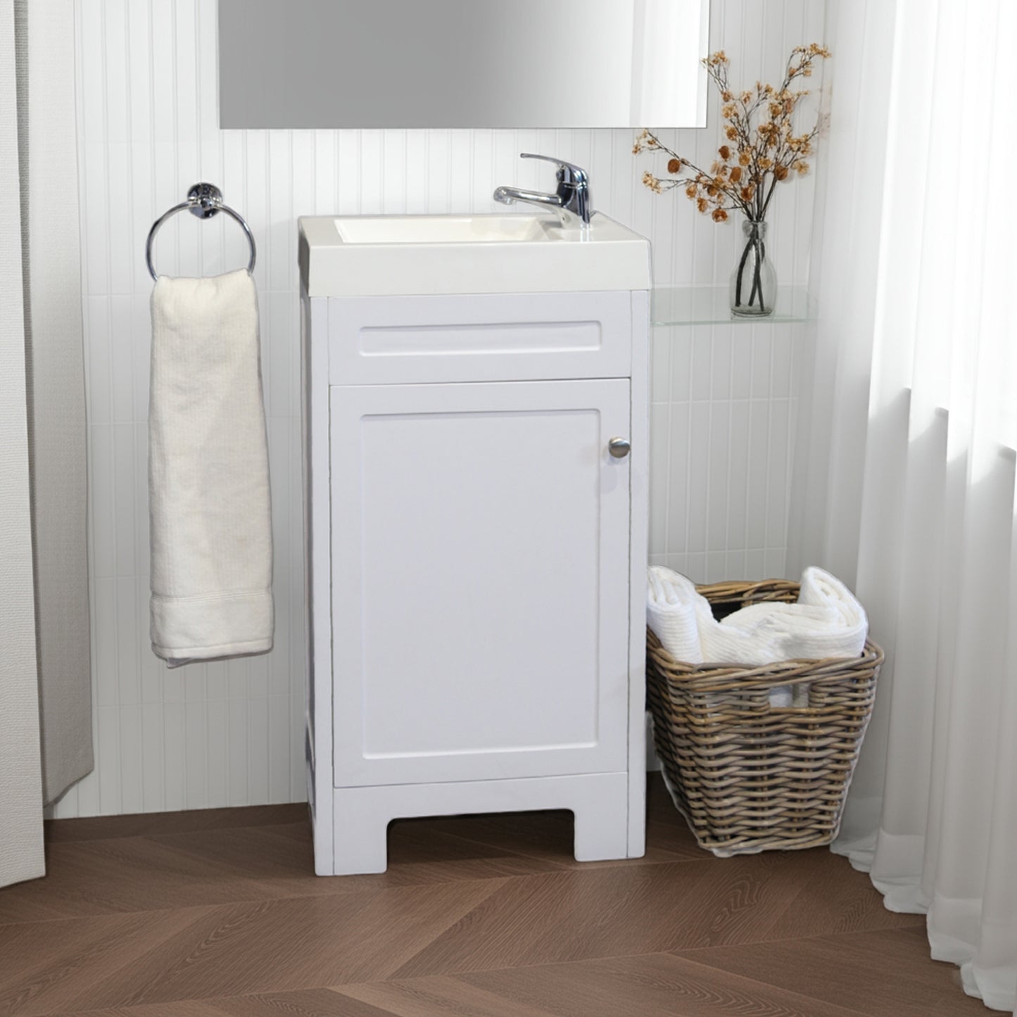 Valenti Contemp Vty Cabinet 450 1 Door White