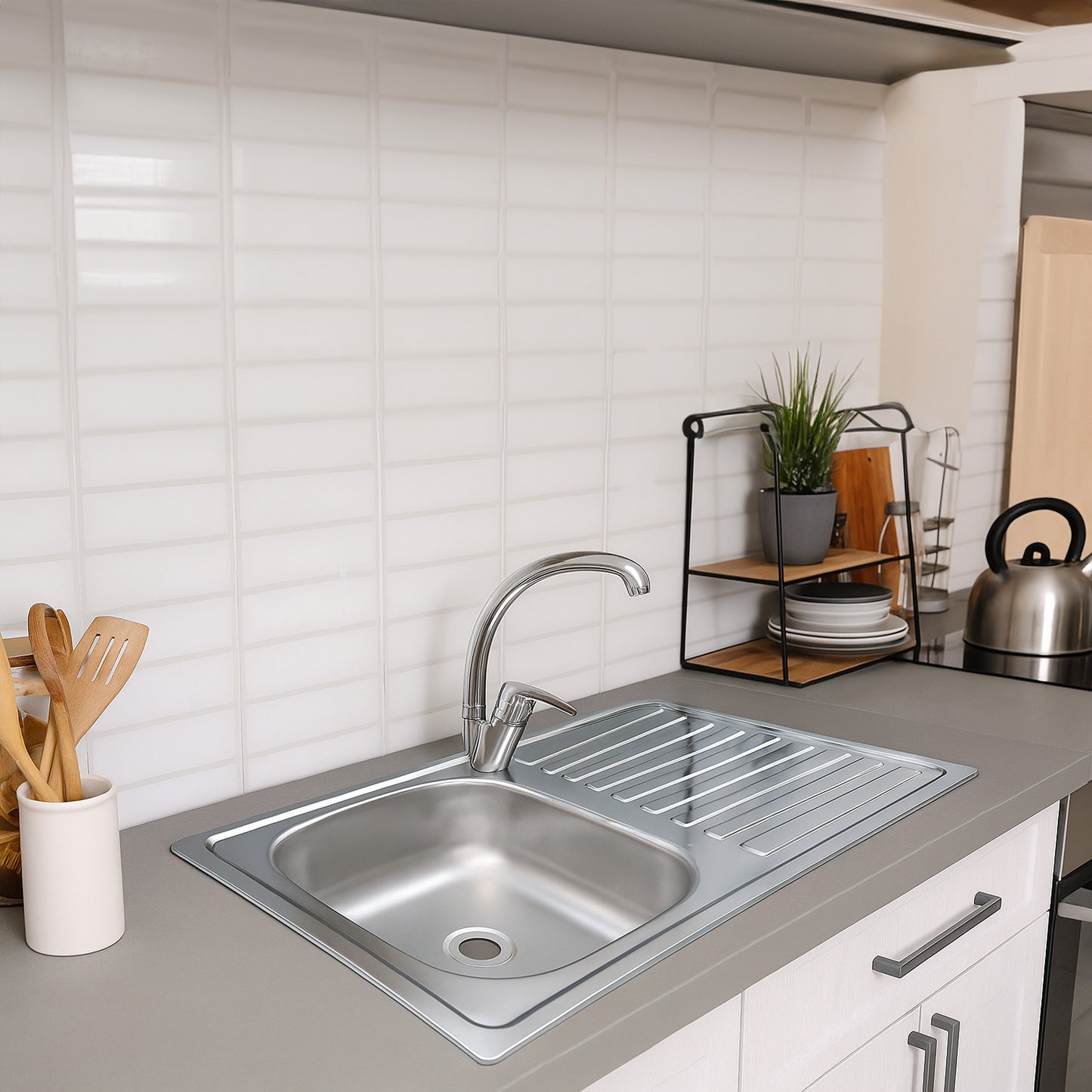 Parker Stainless | Stainless Steel Sit On Kitchen Sink | Single Bowl 45X90