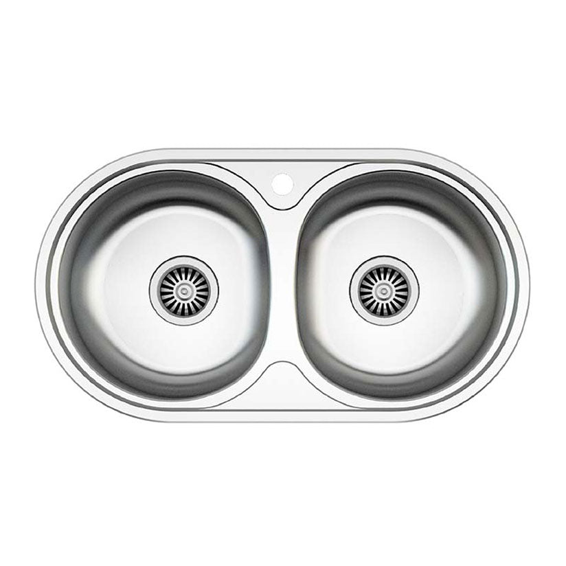 Parker Stainless Steel Sink | AS67 Linen Stainless Steel Sink Double Bowl 78.5 x 43.5 Drop In