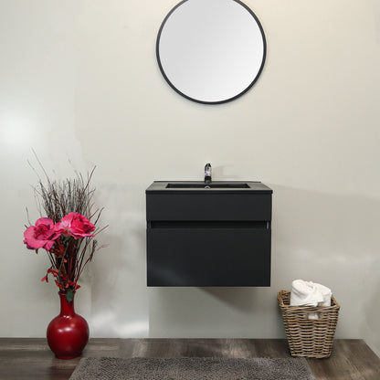 Marlene 600 BI Soft Close MATT BLACK | White Ceramic Basin
