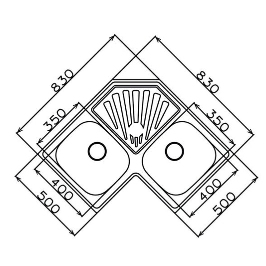 Parker Stainless Kitchen Sink | AS229 Linen Stainless Steel Sink Corner 830X830Mm | Drop In