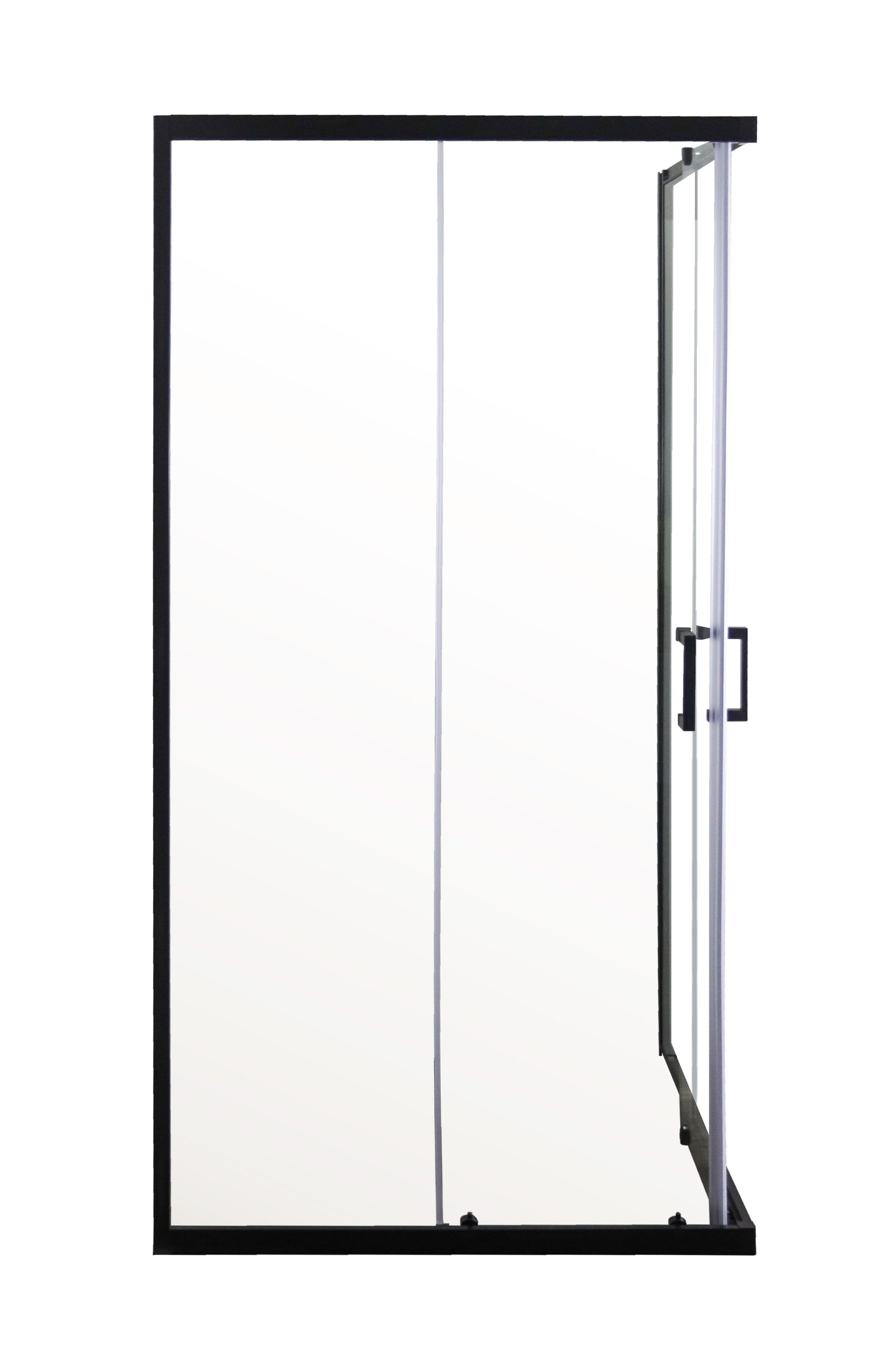 Double Slider Corner Entry Shower Enclosure |  98.5W x 195H Clear Glass and Matt Black Frame