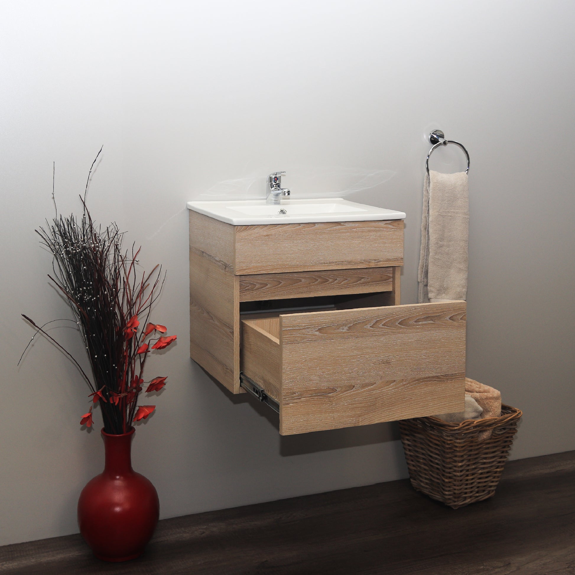 Denver Stylo Compact Floating Bathroom Vanity | Washed Shale | 500