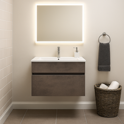 Stylo Floating Bathroom Vanity Cabinet with White Ceramic Basin | Oxide