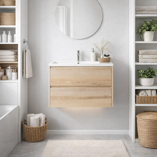 Denver Stylo Compact Floating Bathroom Vanity | Washed Shale | 500