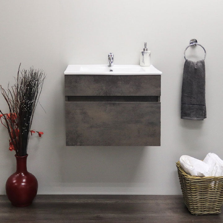 Stylo Floating Bathroom Vanity Cabinet with White Ceramic Basin | Oxide