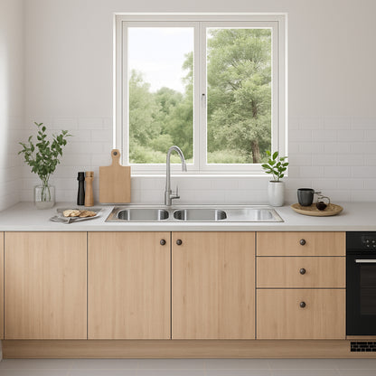 Parker Stainless Kitchen Sink |  AS107 Linen Stainless Steel D/Bowl 1160X500 | Drop In