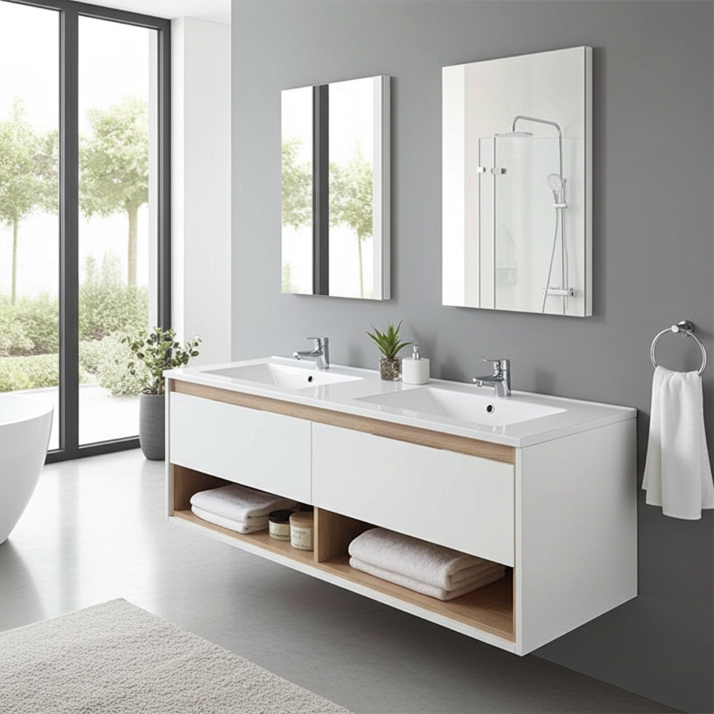 Celeste Double Basin Floating Bathroom Vanity | Denver Bathroom Furniture