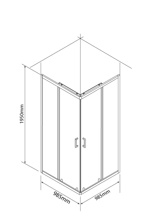 Double Slider Corner Entry Shower Enclosure |  98.5W x 195H Clear Glass and Matt Black Frame