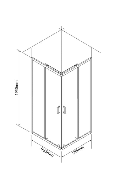Double Slider Corner Entry Shower Enclosure |  98.5W x 195H Clear Glass and Matt Black Frame