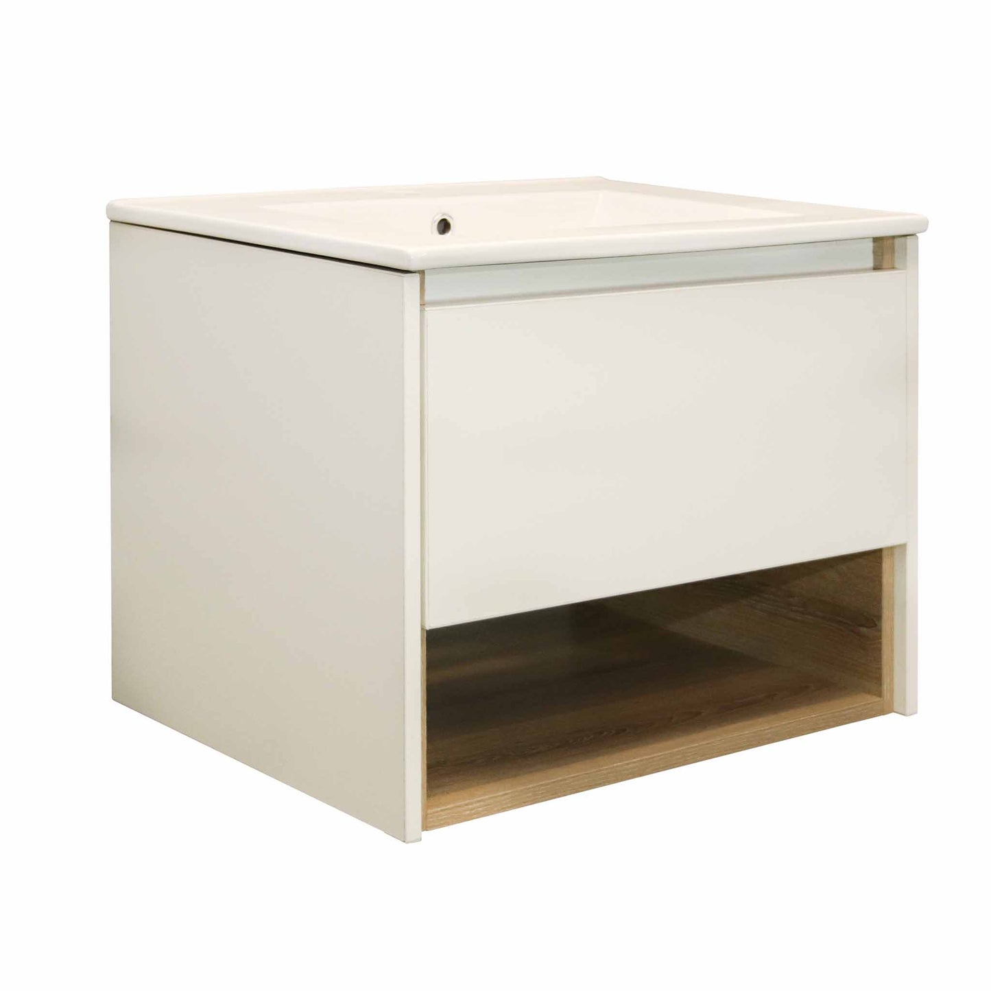 Denver 2 Tone 600 1 Drawer Vanity | High Gloss White & Shale Assembled