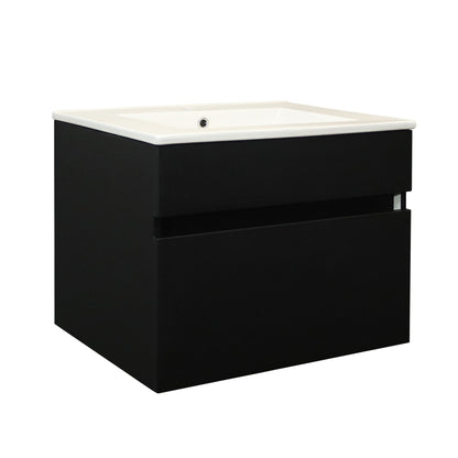 Denver Marlene Built-in Handle Wall Mount Vanity 600 1 Drawer | Matt Black Assembled