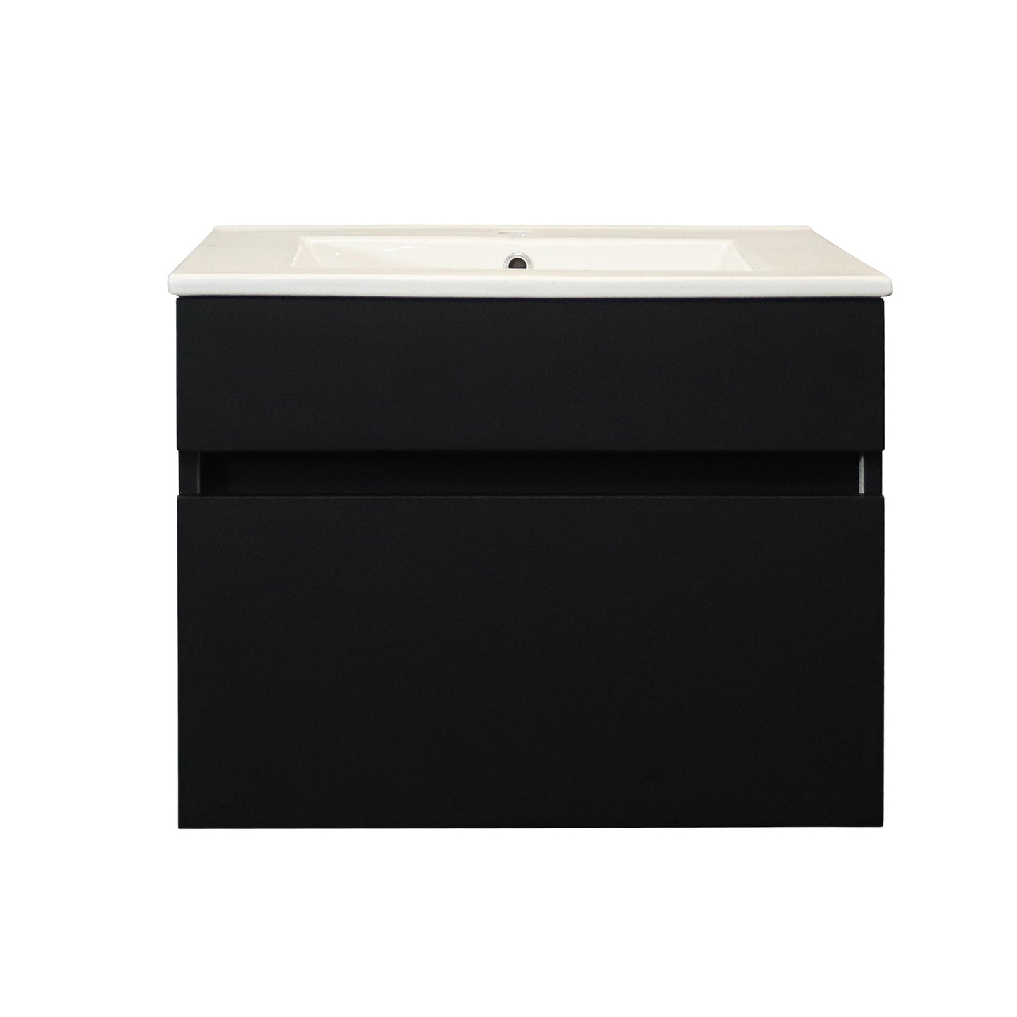 Denver Marlene Built-in Handle Wall Mount Vanity 600 1 Drawer | Matt Black Assembled