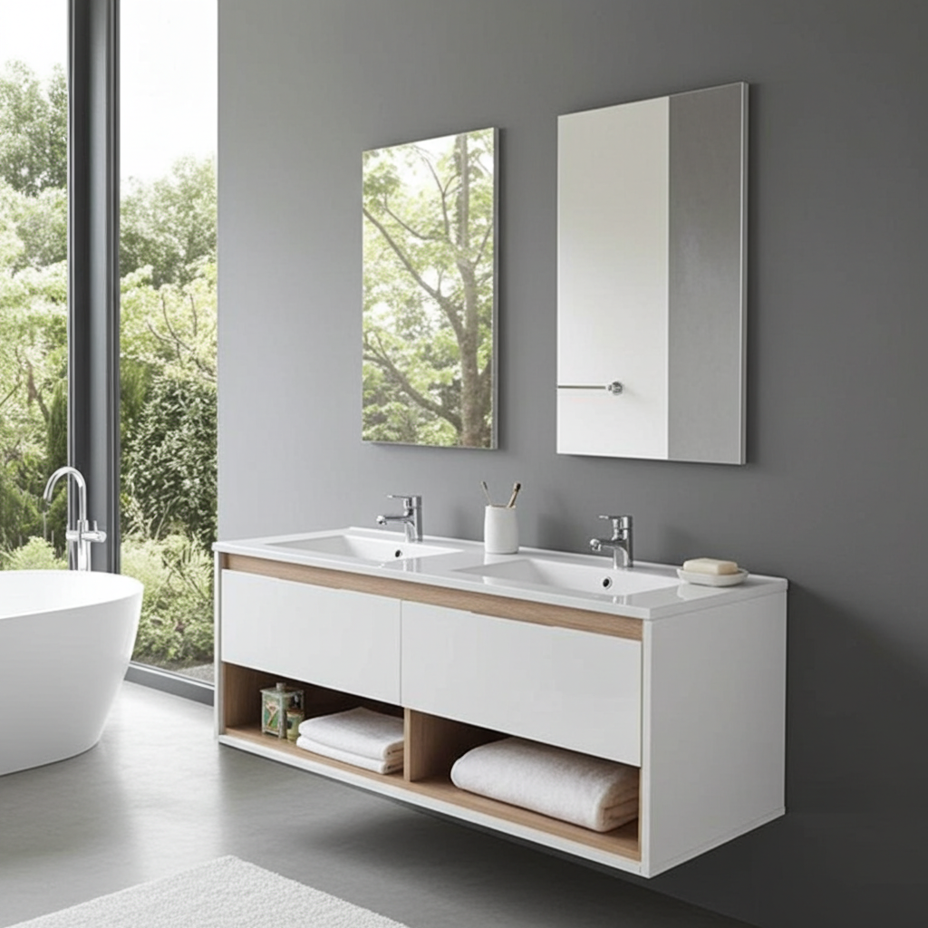 Celeste Double Basin Floating Bathroom Vanity | Denver Bathroom Furniture