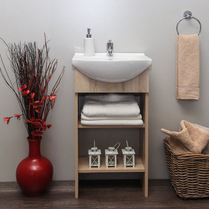 Denver Furniture | Aperto Open Shelf Bathroom Vanity Cabinet | Washed Shale | 450mm width