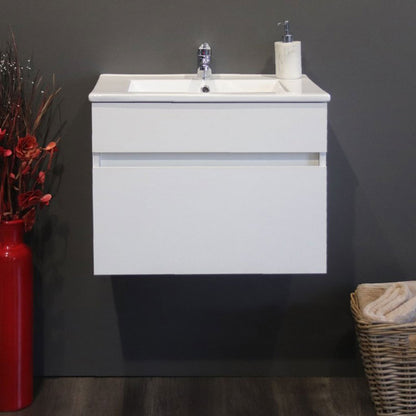 Stylo Floating Bathroom Vanity Cabinet with white ceramic basin | White