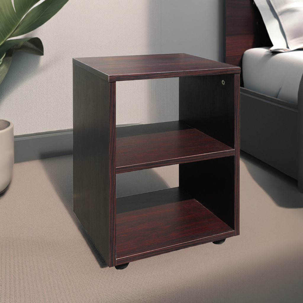 Bed Side Pedestal Table with Shelf | Mahogany