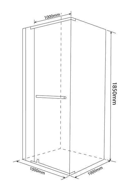 Pivot & Panel Shower Enclosure - 185H x 100W Polished Silver and Clear Glass