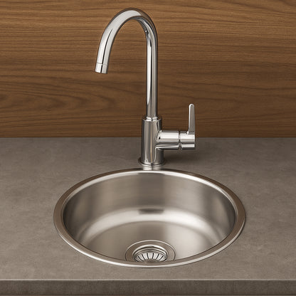 Parker Stainless Kitchen Sink |  AS18 Linen Stainless Steel Sink Round 380Mm | Under Mount