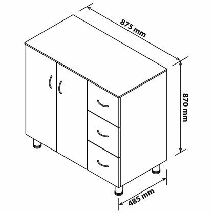 Valenti 900 2 Door & 3 Drawers With Top | Laracina Alpine Assembled