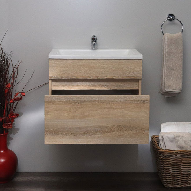 Valore Floating Vanity with Polymarble Resin Basin | Washed Shale