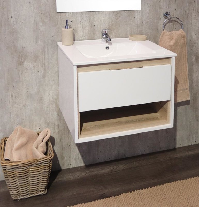 Denver Celeste 600 1 Drawer Vanity H G White & Shale Accents