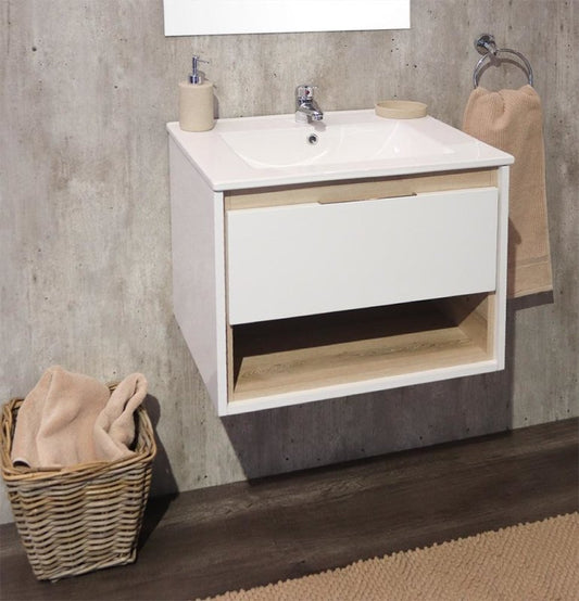 Denver Celeste 600 1 Drawer Vanity H G White & Shale Accents