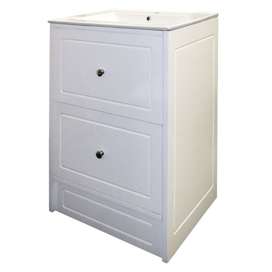 Denver Charm Floor 2 Drawer 600Mm Vanity Cabinet Square White