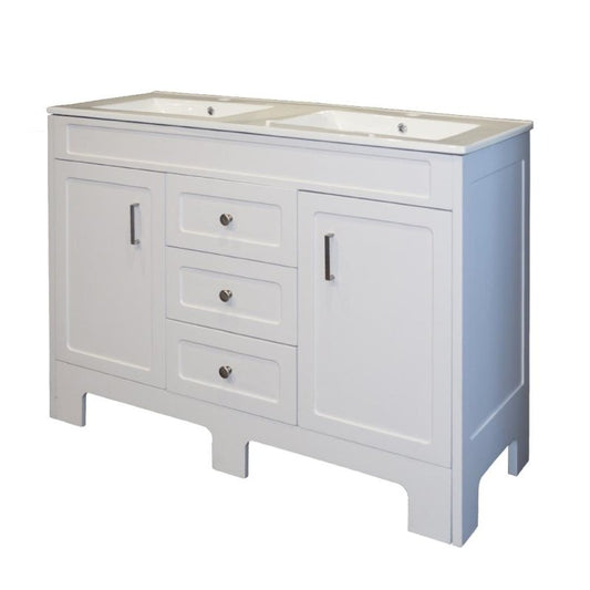 Denver Cont Vanity 2 Door 1200  3 Drw White